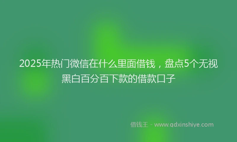 2025年热门微信在什么里面借钱，盘点5个无视黑白百分百下款的借款口子