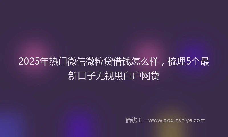 2025年热门微信微粒贷借钱怎么样，梳理5个最新口子无视黑白户网贷