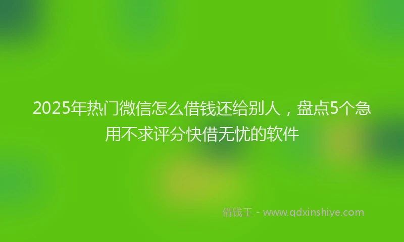 2025年热门微信怎么借钱还给别人，盘点5个急用不求评分快借无忧的软件