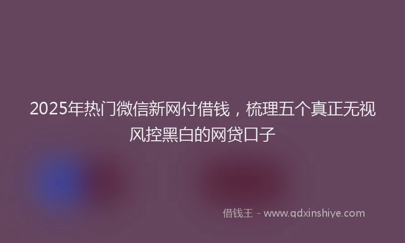 2025年热门微信新网付借钱，梳理五个真正无视风控黑白的网贷口子