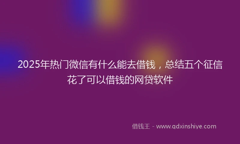 2025年热门微信有什么能去借钱，总结五个征信花了可以借钱的网贷软件