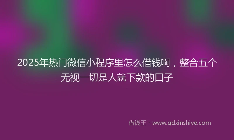 2025年热门微信小程序里怎么借钱啊，整合五个无视一切是人就下款的口子