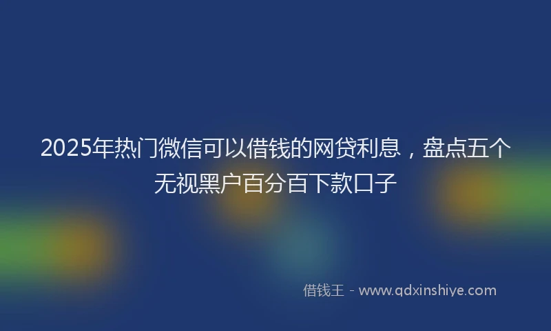 2025年热门微信可以借钱的网贷利息，盘点五个无视黑户百分百下款口子
