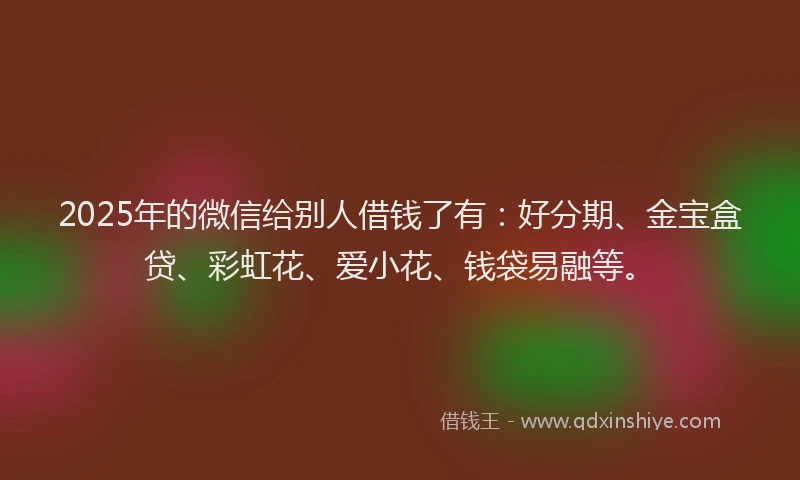 2025年的微信给别人借钱了有：好分期、金宝盒贷、彩虹花、爱小花、钱袋易融等。