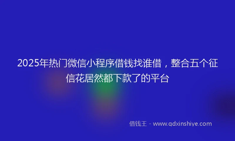 2025年热门微信小程序借钱找谁借，整合五个征信花居然都下款了的平台