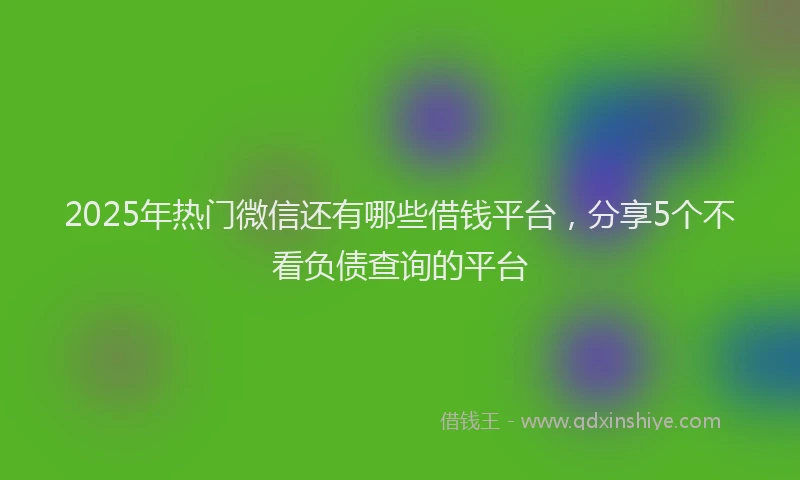 2025年热门微信还有哪些借钱平台，分享5个不看负债查询的平台