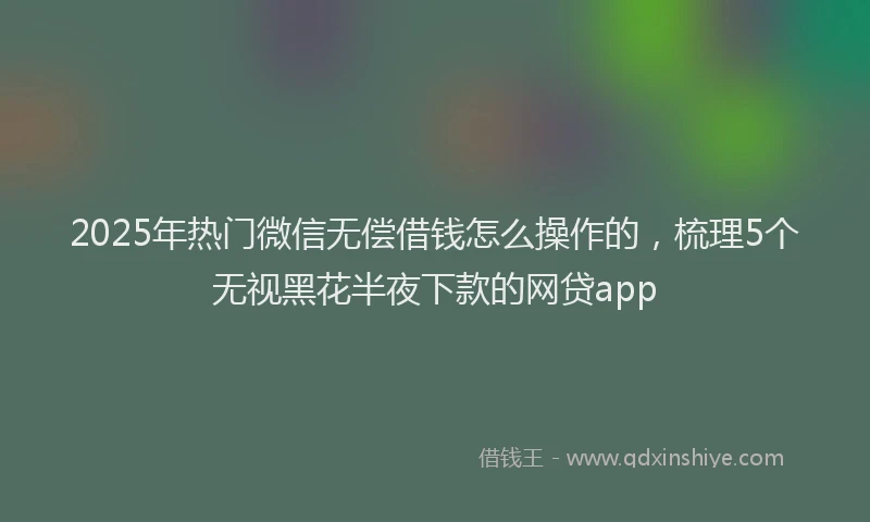 2025年热门微信无偿借钱怎么操作的，梳理5个无视黑花半夜下款的网贷app