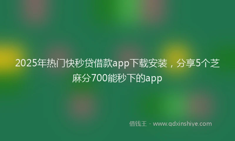 2025年热门快秒贷借款app下载安装，分享5个芝麻分700能秒下的app