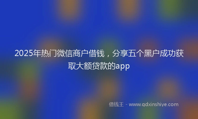 2025年热门微信商户借钱，分享五个黑户成功获取大额贷款的app
