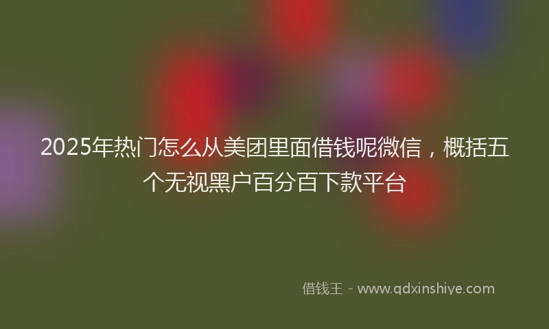 2025年热门怎么从美团里面借钱呢微信，概括五个无视黑户百分百下款平台