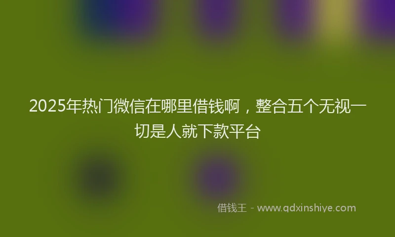 2025年热门微信在哪里借钱啊，整合五个无视一切是人就下款平台