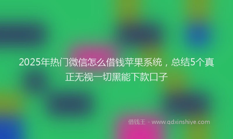2025年热门微信怎么借钱苹果系统，总结5个真正无视一切黑能下款口子