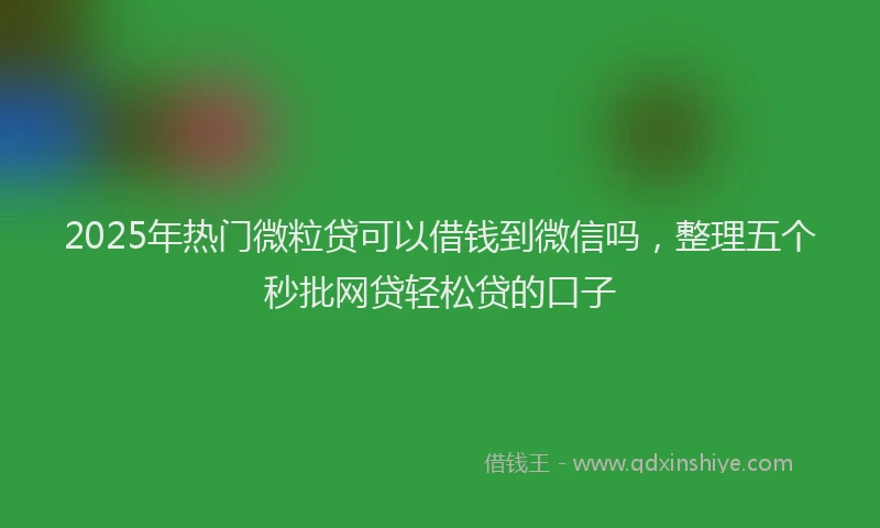 2025年热门微粒贷可以借钱到微信吗，整理五个秒批网贷轻松贷的口子