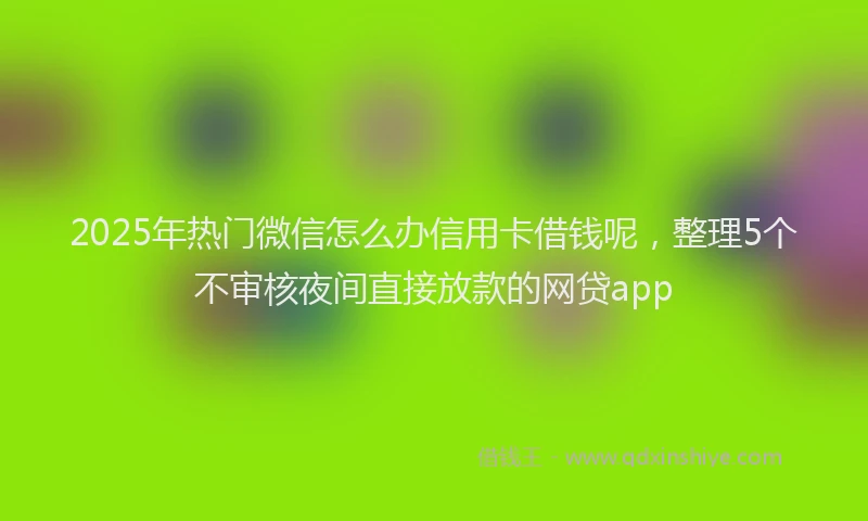 2025年热门微信怎么办信用卡借钱呢，整理5个不审核夜间直接放款的网贷app