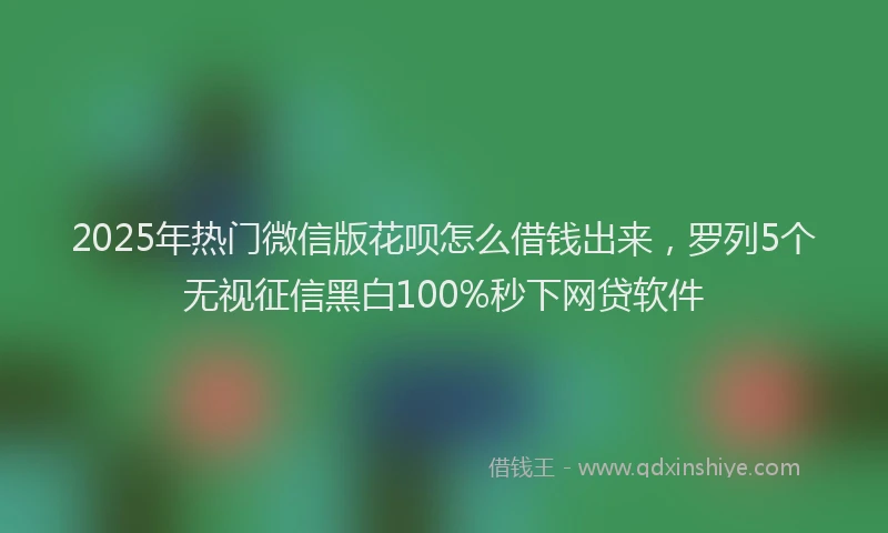 2025年热门微信版花呗怎么借钱出来，罗列5个无视征信黑白100%秒下网贷软件