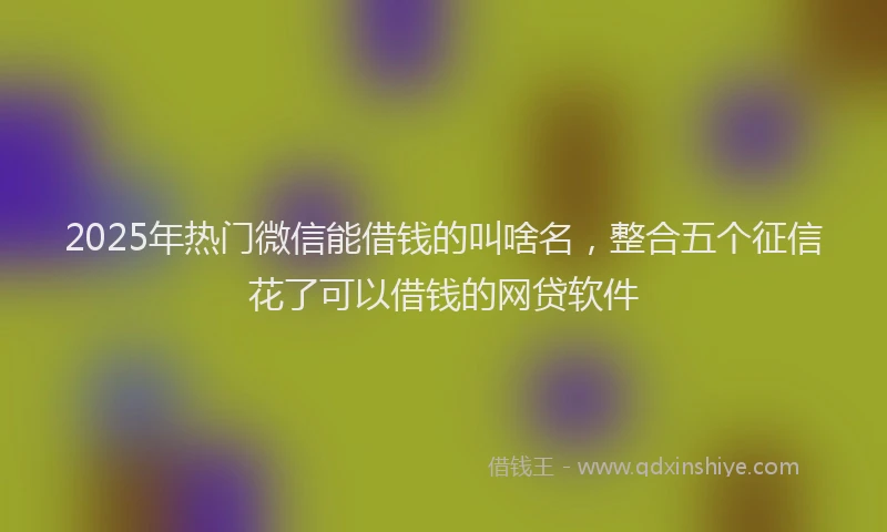 2025年热门微信能借钱的叫啥名，整合五个征信花了可以借钱的网贷软件