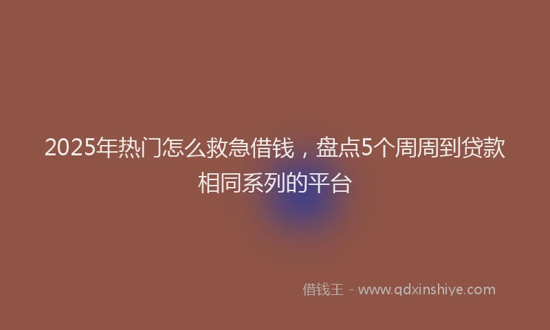 2025年热门怎么救急借钱，盘点5个周周到贷款相同系列的平台