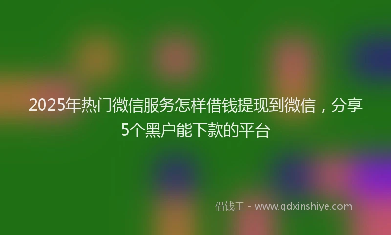 2025年热门微信服务怎样借钱提现到微信，分享5个黑户能下款的平台