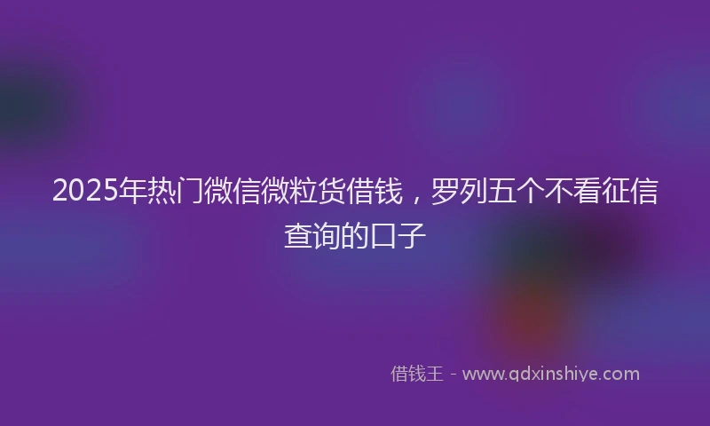 2025年热门微信微粒货借钱，罗列五个不看征信查询的口子