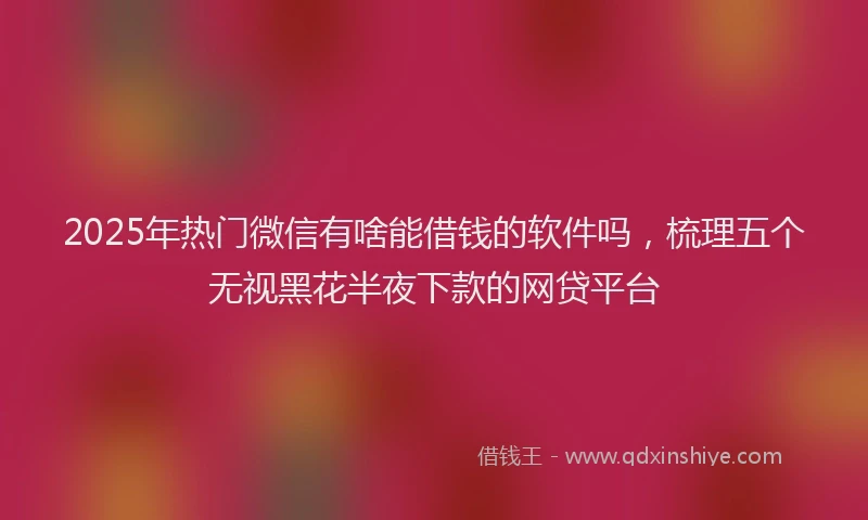 2025年热门微信有啥能借钱的软件吗，梳理五个无视黑花半夜下款的网贷平台