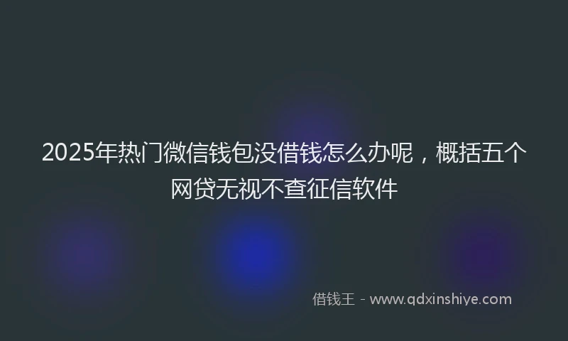 2025年热门微信钱包没借钱怎么办呢，概括五个网贷无视不查征信软件
