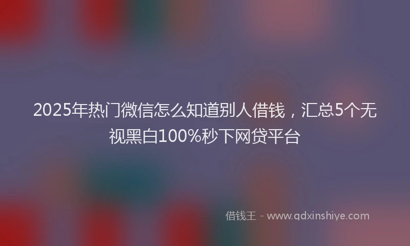 2025年热门微信怎么知道别人借钱，汇总5个无视黑白100%秒下网贷平台