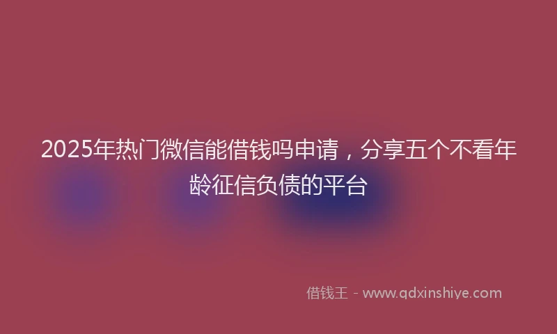 2025年热门微信能借钱吗申请，分享五个不看年龄征信负债的平台