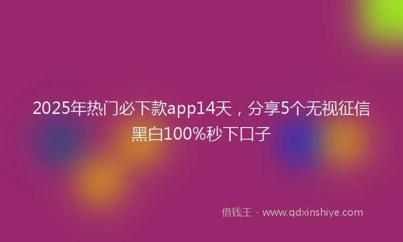 2025年热门必下款app14天，分享5个无视征信黑白100%秒下口子