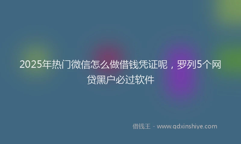 2025年热门微信怎么做借钱凭证呢，罗列5个网贷黑户必过软件