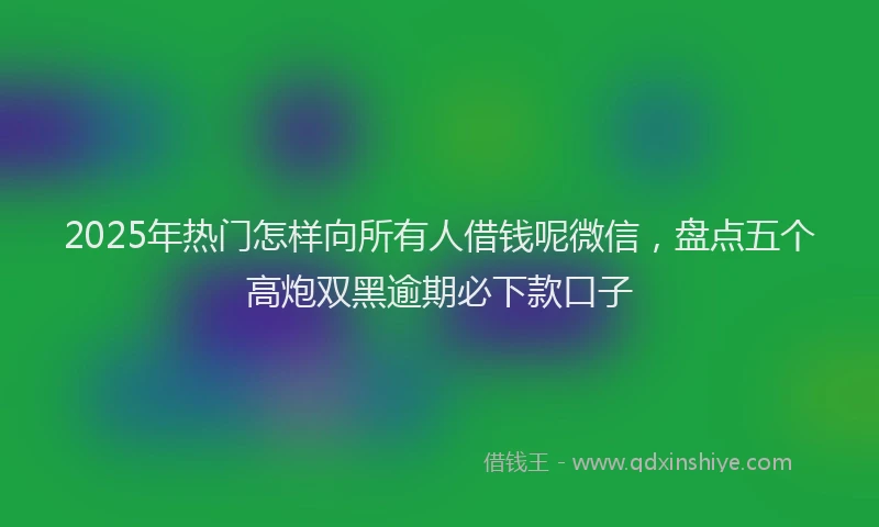 2025年热门怎样向所有人借钱呢微信，盘点五个高炮双黑逾期必下款口子