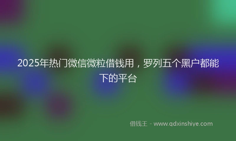 2025年热门微信微粒借钱用，罗列五个黑户都能下的平台