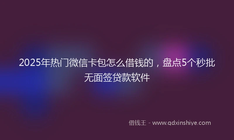 2025年热门微信卡包怎么借钱的，盘点5个秒批无面签贷款软件