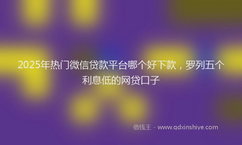2025年热门微信贷款平台哪个好下款，罗列五个利息低的网贷口子