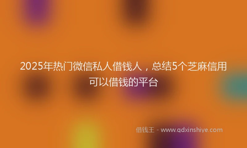 2025年热门微信私人借钱人，总结5个芝麻信用可以借钱的平台