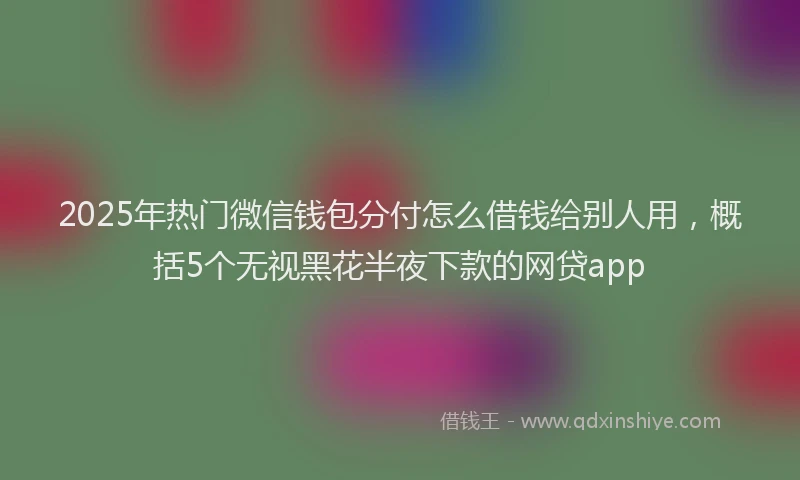 2025年热门微信钱包分付怎么借钱给别人用，概括5个无视黑花半夜下款的网贷app