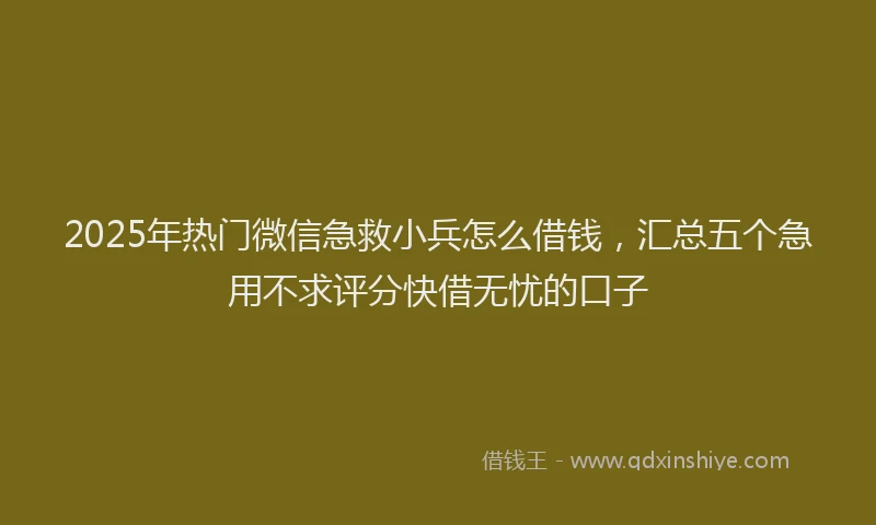 2025年热门微信急救小兵怎么借钱，汇总五个急用不求评分快借无忧的口子