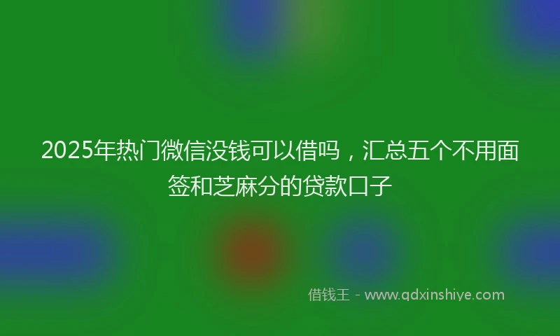 2025年热门微信没钱可以借吗，汇总五个不用面签和芝麻分的贷款口子