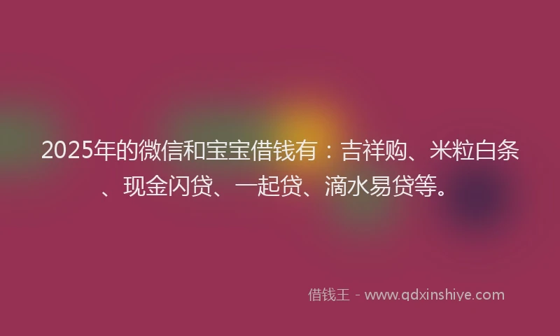 2025年的微信和宝宝借钱有：吉祥购、米粒白条、现金闪贷、一起贷、滴水易贷等。