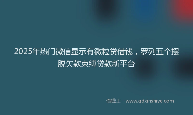 2025年热门微信显示有微粒贷借钱，罗列五个摆脱欠款束缚贷款新平台
