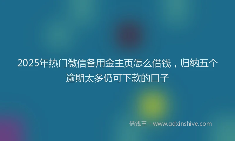 2025年热门微信备用金主页怎么借钱，归纳五个逾期太多仍可下款的口子