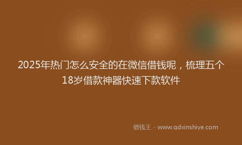 2025年热门怎么安全的在微信借钱呢，梳理五个18岁借款神器快速下款软件