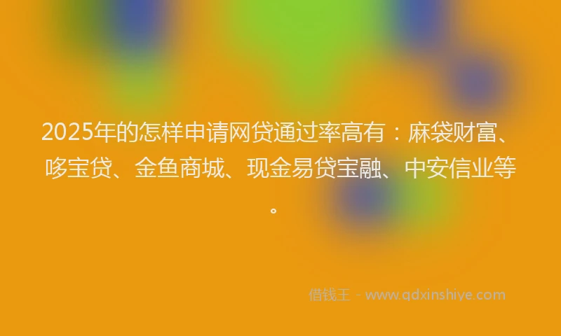 2025年的怎样申请网贷通过率高有：麻袋财富、哆宝贷、金鱼商城、现金易贷宝融、中安信业等。