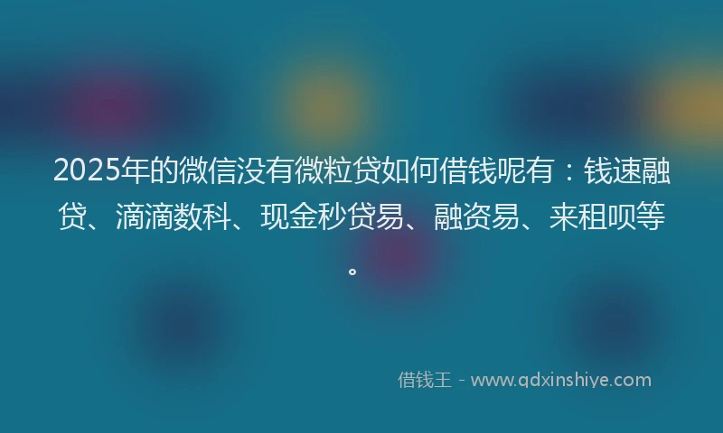 2025年的微信没有微粒贷如何借钱呢有：钱速融贷、滴滴数科、现金秒贷易、融资易、来租呗等。