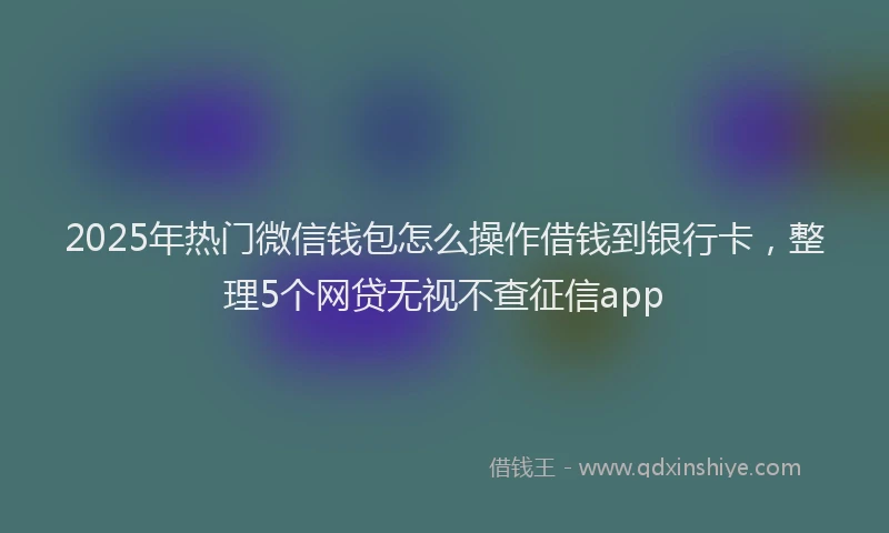 2025年热门微信钱包怎么操作借钱到银行卡，整理5个网贷无视不查征信app