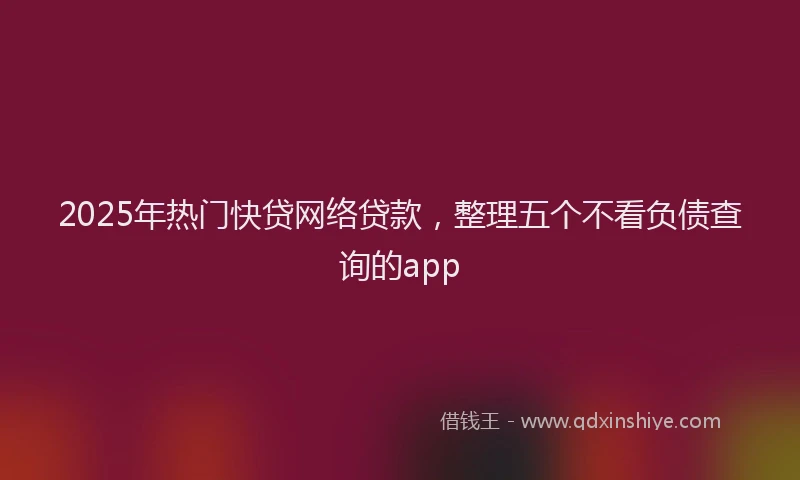 2025年热门快贷网络贷款，整理五个不看负债查询的app