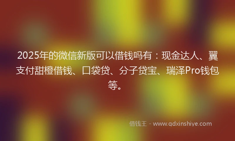 2025年的微信新版可以借钱吗有：现金达人、翼支付甜橙借钱、口袋贷、分子贷宝、瑞泽Pro钱包等。