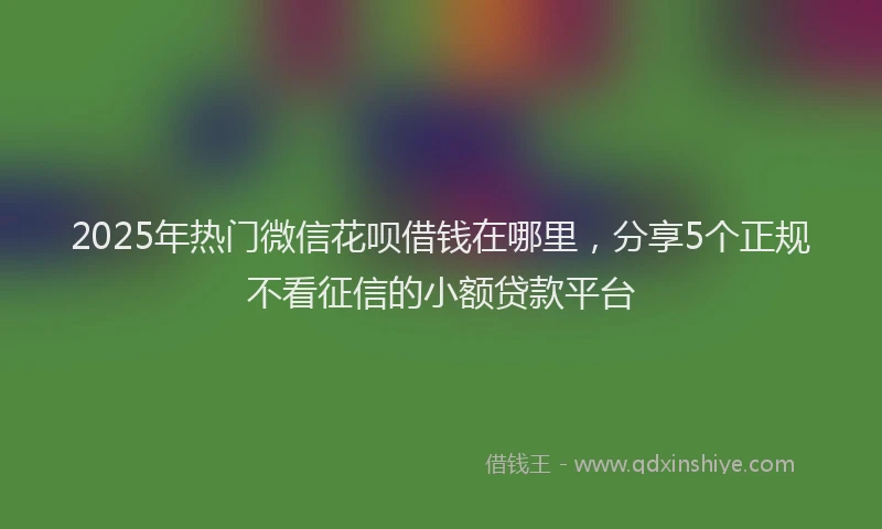 2025年热门微信花呗借钱在哪里，分享5个正规不看征信的小额贷款平台