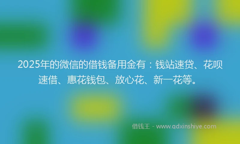 2025年的微信的借钱备用金有：钱站速贷、花呗速借、惠花钱包、放心花、新一花等。