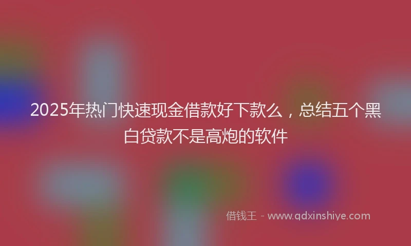 2025年热门快速现金借款好下款么，总结五个黑白贷款不是高炮的软件