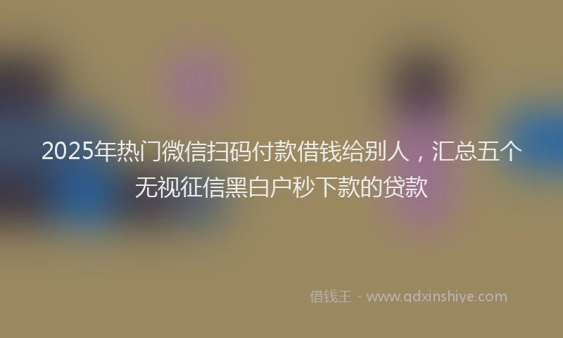 2025年热门微信扫码付款借钱给别人，汇总五个无视征信黑白户秒下款的贷款